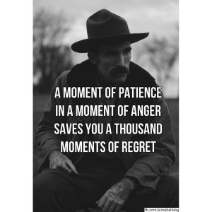 A moment of patience in a moment of anger saves you a thousand moments of regret